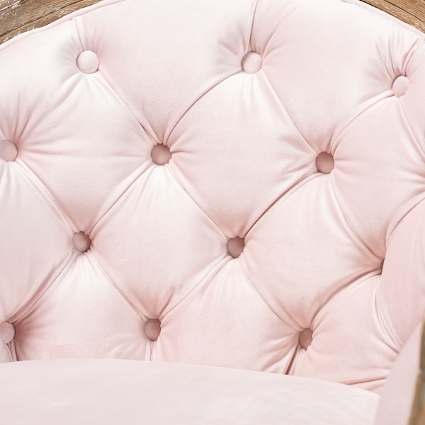 Baxton Studio Genevieve Light Pink Velvet Upholstered White-Washed Oak Wood Armchair - 156-9492