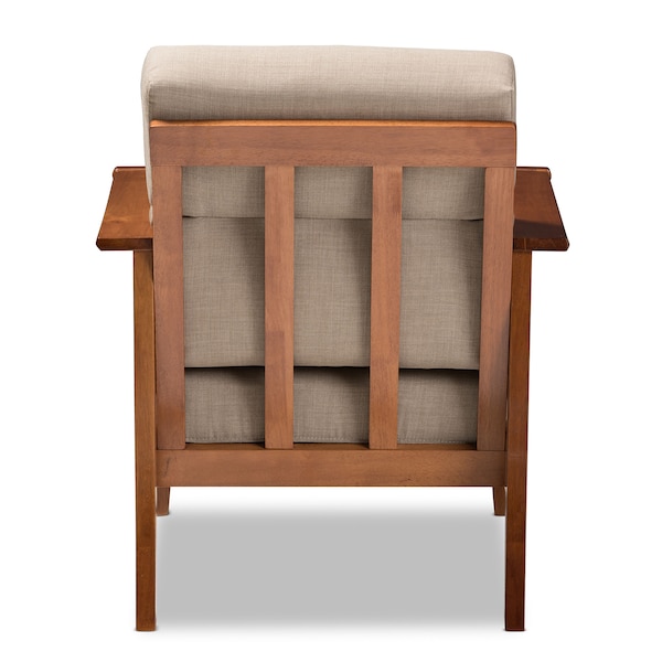 Baxton Studio Larissa Cherry Finished Wood and Beige High Back Lounge Chair - 145-8753