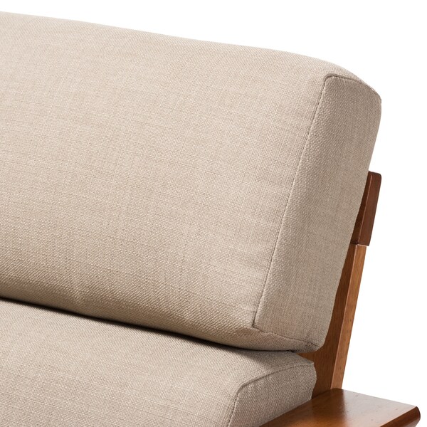 Baxton Studio Larissa Cherry Finished Wood and Beige High Back Lounge Chair - 145-8753