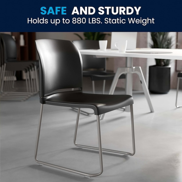 Flash Furniture Black Plastic Sled Stack Chair - 5-RUT-238A-BK-GG