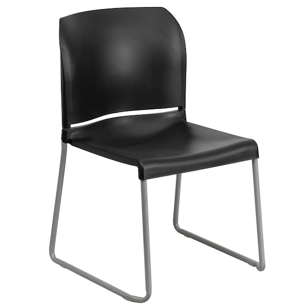 Flash Furniture Black Plastic Sled Stack Chair - 5-RUT-238A-BK-GG