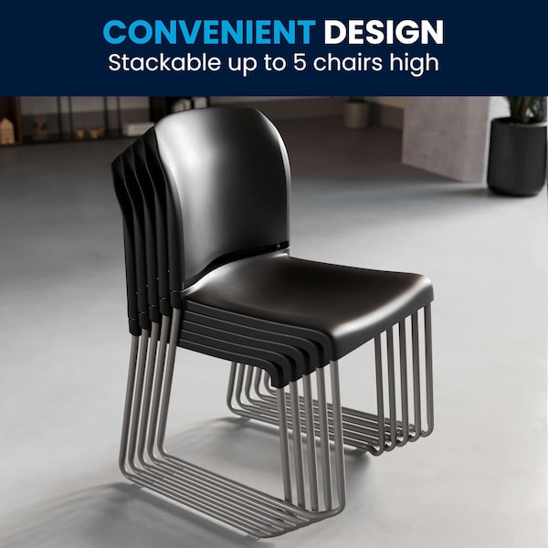 Flash Furniture Black Plastic Sled Stack Chair - 5-RUT-238A-BK-GG
