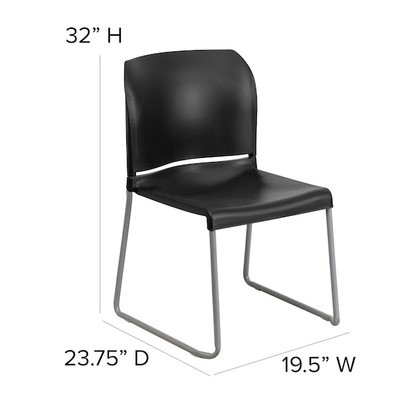 Flash Furniture Black Plastic Sled Stack Chair - 5-RUT-238A-BK-GG