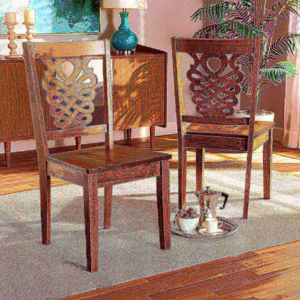 Baxton Studio Gervais Modern and Contemporary Transitional Walnut Brown Finished Wood 2-Piece Dining Chair Set - 178-11383-ZORO