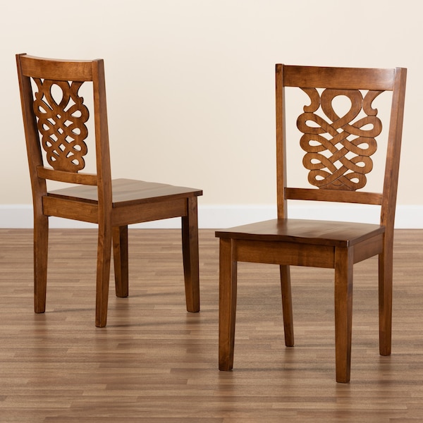 Baxton Studio Gervais Modern and Contemporary Transitional Walnut Brown Finished Wood 2-Piece Dining Chair Set - 178-11383-ZORO