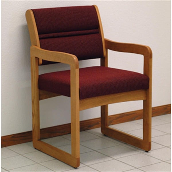 Wooden Mallet Valley Guest Chair in Medium Oak - Cabernet Burgundy - DW1-1MOCB