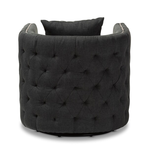 Baxton Studio Micah Modern Gray Upholstered Tufted Swivel Chair - 151-9258