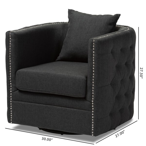Baxton Studio Micah Modern Gray Upholstered Tufted Swivel Chair - 151-9258