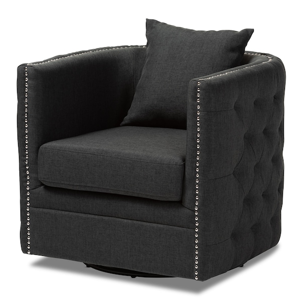 Baxton Studio Micah Modern Gray Upholstered Tufted Swivel Chair - 151-9258