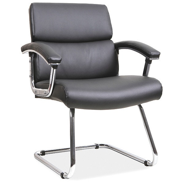 Lorell Guest Chair, 35.4 in W 26.1" L 35" H, Fixed, Leather Seat - LLR20019