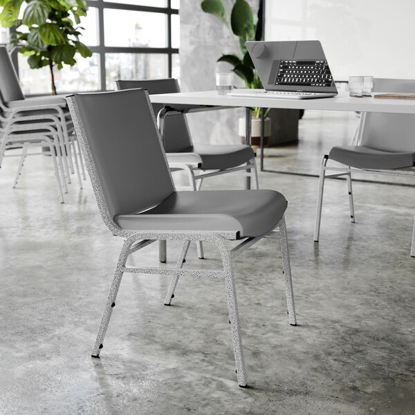 Flash Furniture HERCULES Heavy Duty Gray Vinyl Stack Chair - XU-60153-GRY-VYL-GG