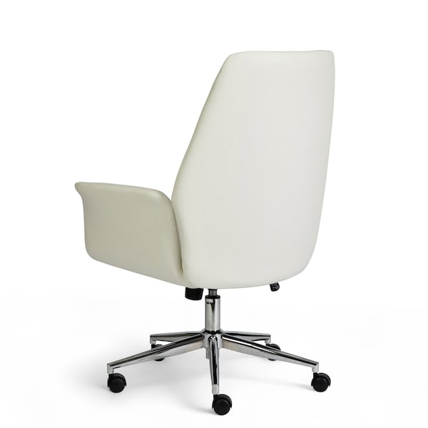 Martha Stewart Maxine Upholstered Office Chair in White/Polished Nickel - GO-18301-WH-MS