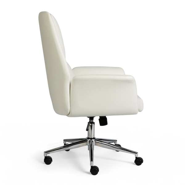Martha Stewart Maxine Upholstered Office Chair in White/Polished Nickel - GO-18301-WH-MS
