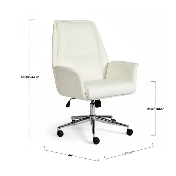 Martha Stewart Maxine Upholstered Office Chair in White/Polished Nickel - GO-18301-WH-MS