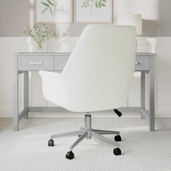 Martha Stewart Maxine Upholstered Office Chair in White/Polished Nickel - GO-18301-WH-MS