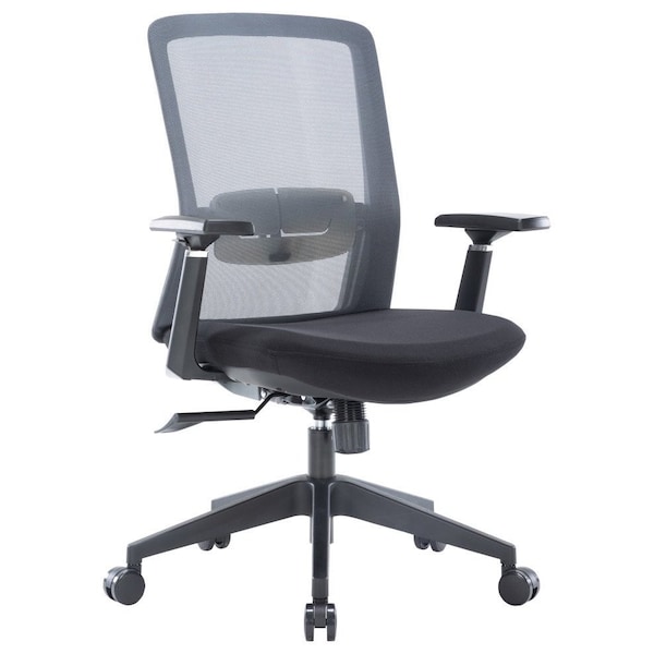 Leisuremod Ingram Office Task Chair with Adjustable Armrests and Swivel and Tilt, Grey - IO20GR