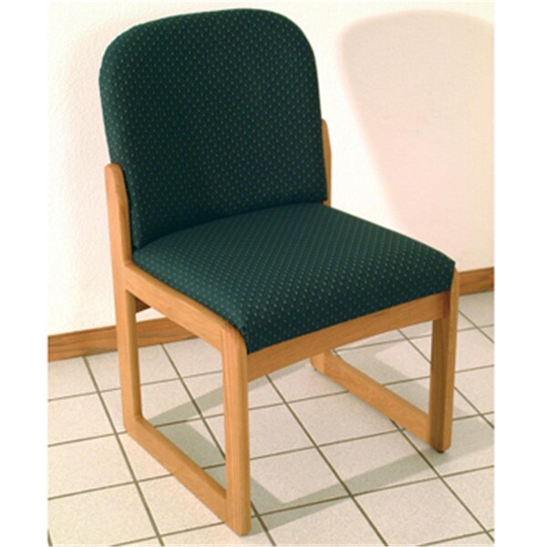 Wooden Mallet Prairie Armless Guest Chair in Medium Oak - Arch Green - DW8-1MOAG