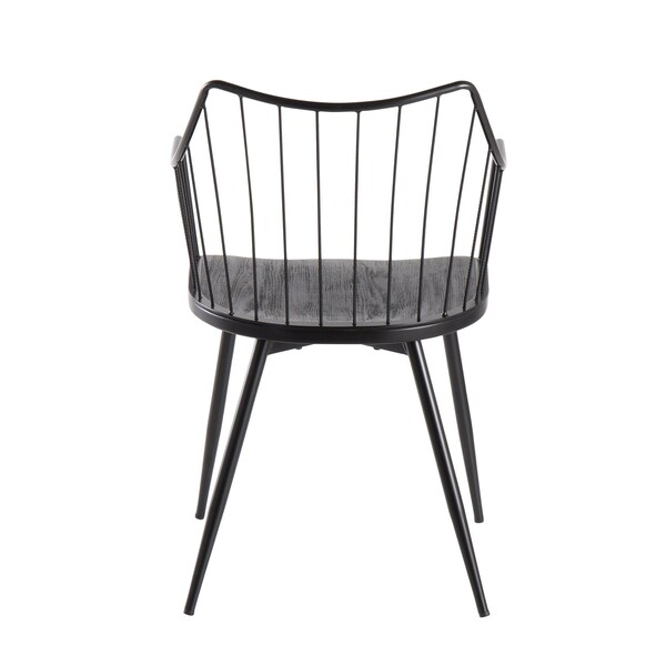 Lumisource Winston Chair in Black Metal and Black Wood - CH-WINSTON BKBK
