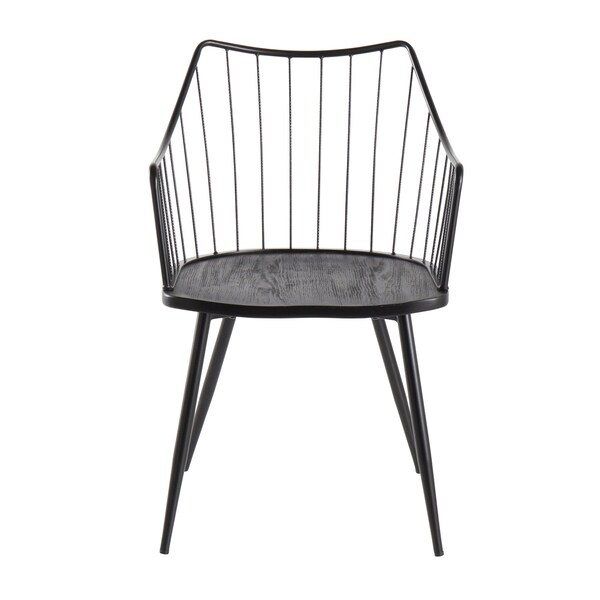 Lumisource Winston Chair in Black Metal and Black Wood - CH-WINSTON BKBK