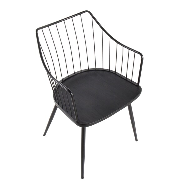 Lumisource Winston Chair in Black Metal and Black Wood - CH-WINSTON BKBK