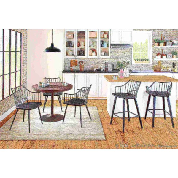Lumisource Winston Chair in Black Metal and Black Wood - CH-WINSTON BKBK
