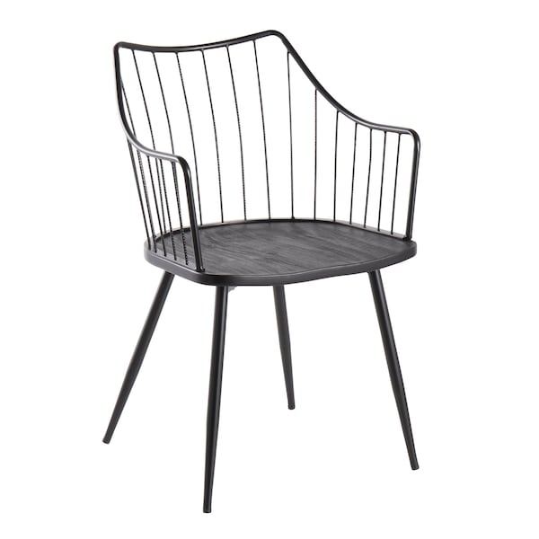 Lumisource Winston Chair in Black Metal and Black Wood - CH-WINSTON BKBK