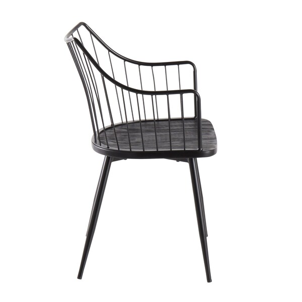 Lumisource Winston Chair in Black Metal and Black Wood - CH-WINSTON BKBK