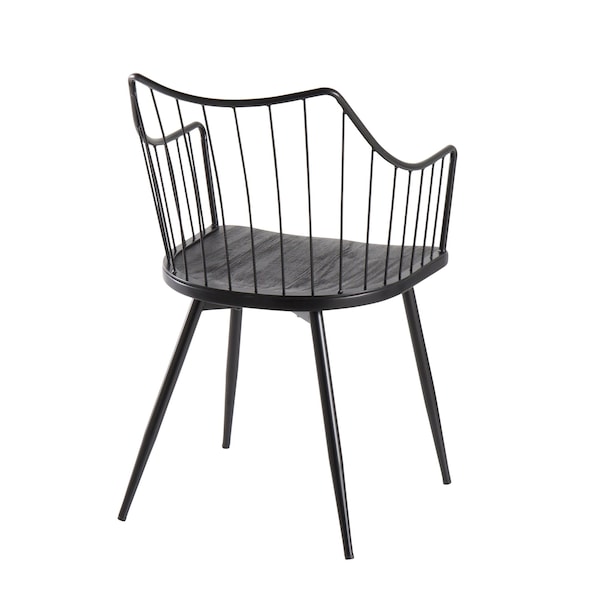 Lumisource Winston Chair in Black Metal and Black Wood - CH-WINSTON BKBK