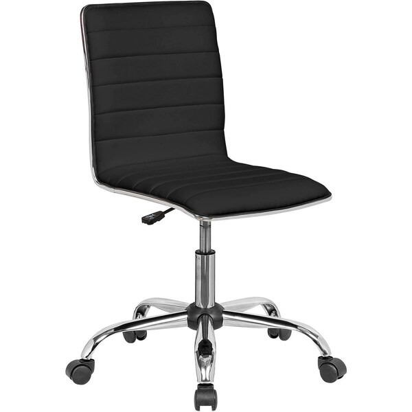 Global Industrial Interion Antimicrobial Armless Synthetic Leather Chair, Black - 695857BK-AM