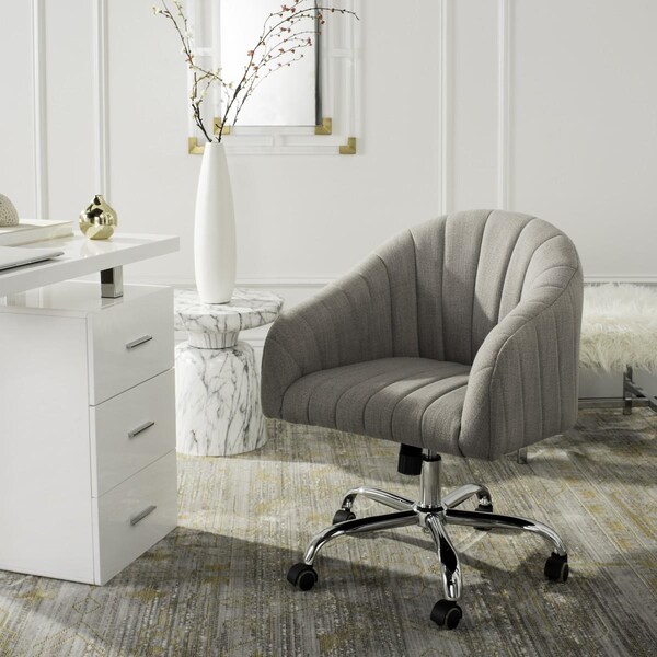 Safavieh Themis Linen Chrome Leg Swivel Office Chair, Grey - OCH4503A