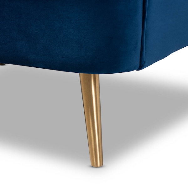 Baxton Studio Emeline Navy Blue Velvet Upholstered Brushed Gold Finished Chair - 157-9788