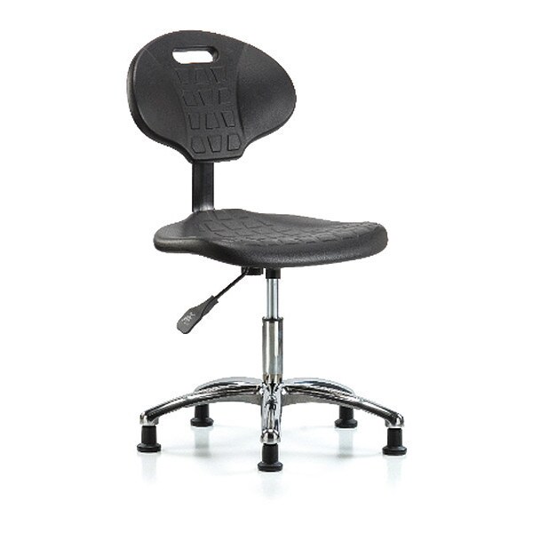 Blue Ridge Ergonomics Desk Chair Erie Desk Chair, Chrome, Glides, No Arms, 17-1/2" to 22-1/2" Height, Black; Blue - BR-TPDHCH-CR-A0-RG