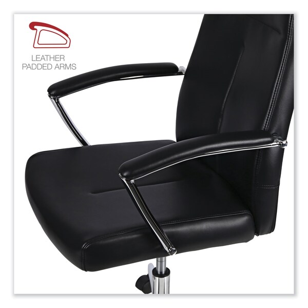 Workspace By Alera Leather Task Chair, Supports Up to 275 lb, 1819 to 2193 Seat Height, Black Seat, Black Back - ALEWS4116