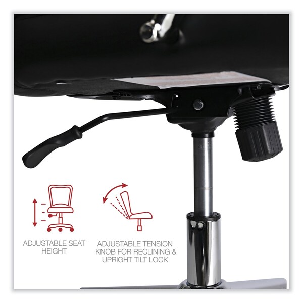 Workspace By Alera Leather Task Chair, Supports Up to 275 lb, 1819 to 2193 Seat Height, Black Seat, Black Back - ALEWS4116