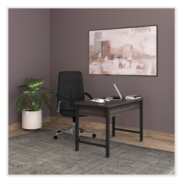 Workspace By Alera Leather Task Chair, Supports Up to 275 lb, 1819 to 2193 Seat Height, Black Seat, Black Back - ALEWS4116