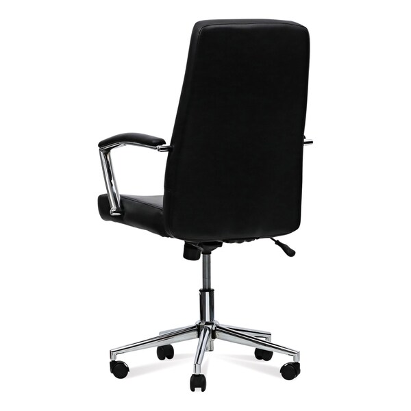 Workspace By Alera Leather Task Chair, Supports Up to 275 lb, 1819 to 2193 Seat Height, Black Seat, Black Back - ALEWS4116