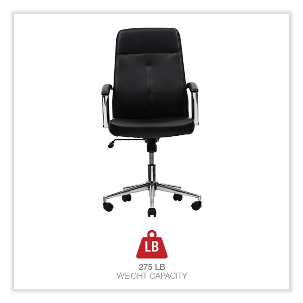 Workspace By Alera Leather Task Chair, Supports Up to 275 lb, 1819 to 2193 Seat Height, Black Seat, Black Back - ALEWS4116