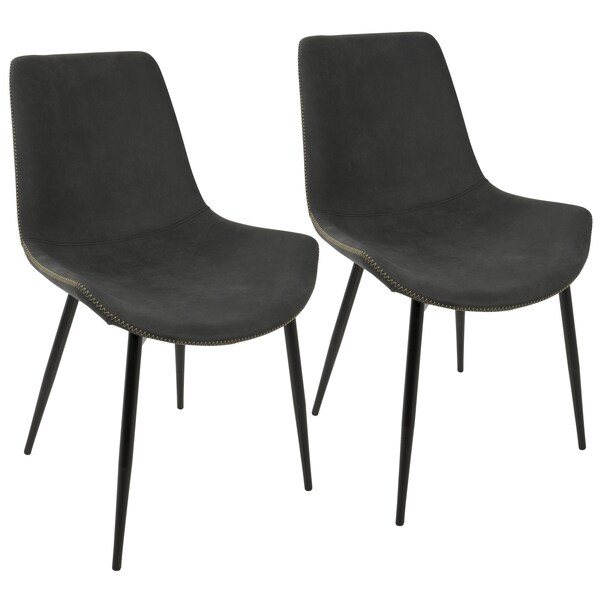 Lumisource Duke Dining Chair in Black and Grey Fabric, PK 2 - DC-DUKZ BK+GY2