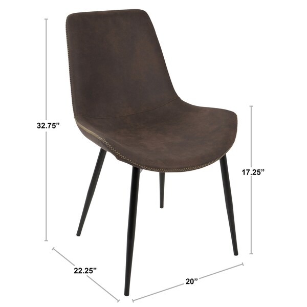 Lumisource Duke Dining Chair in Black and Grey Fabric, PK 2 - DC-DUKZ BK+GY2