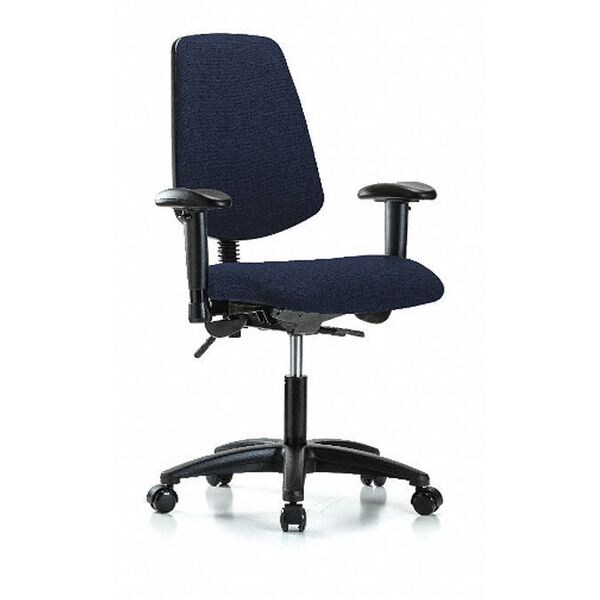 Blue Ridge Ergonomics Desk Chair Fab Desk Chair, Med, Bk, AA, Casters, Navy, Adjustable Arms, 19" to 24" Height, Fabric - BR-FDHCH-MB-RG-T0-A1-RC-F45