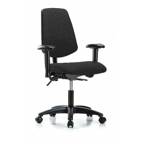 Blue Ridge Ergonomics Desk Chair Fab Desk Chair, Med, Bk, AA, Casters, Blk, Adjustable Arms, 19" to 24" Height, Fabric, Black - BR-FDHCH-MB-RG-T0-A1-RC-F42