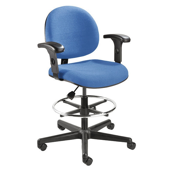 Bevco Drafting Chair Drafting Chair, Adjustable Arms, 24" to 34" Height, Fabric, Royal Blue - V4507HC-BL-AV
