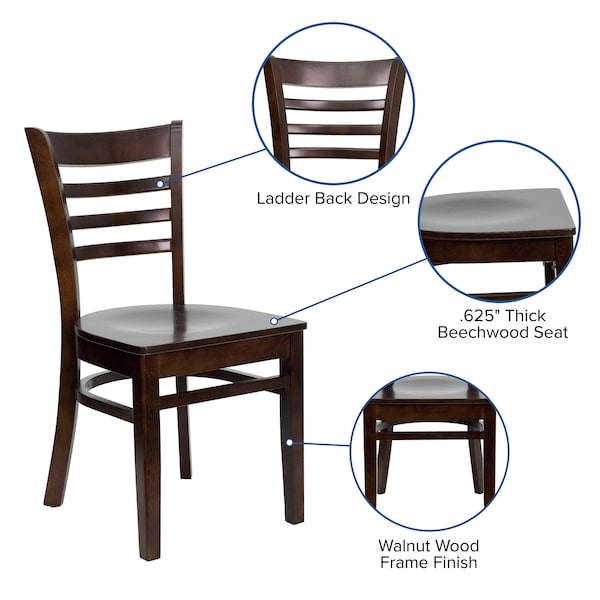 Flash Furniture Hercules Restaurant Chair, 17-1/4 in W 20" L 33-3/4" H - XU-DGW0005LAD-WAL-GG