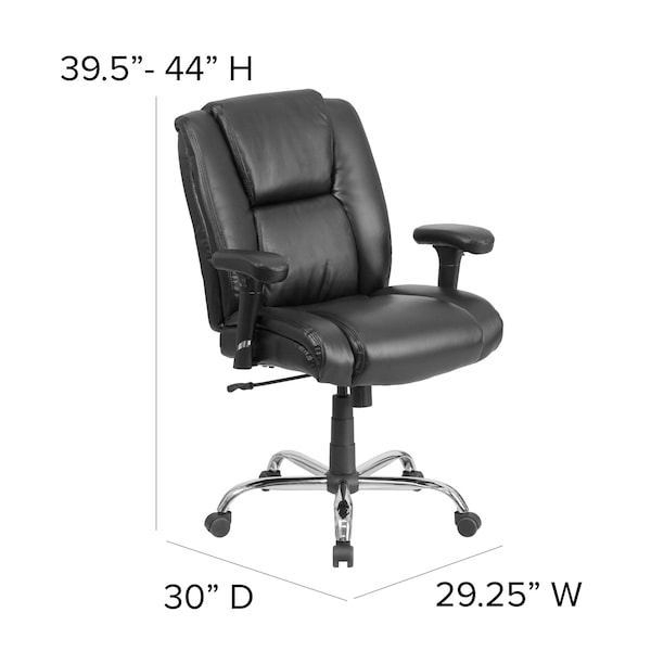 Flash Furniture Hercules Task Office Chair, Black Back, 29-1/4 in W 30" L 44" H, Adjustable Padded - GO-2132-LEA-GG