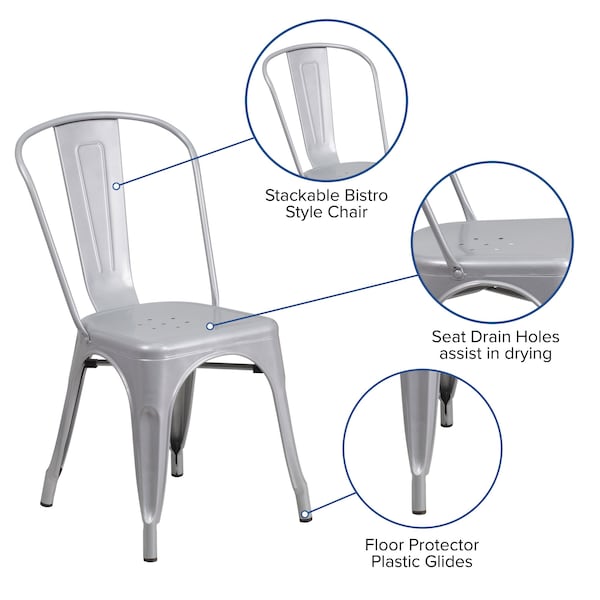 Flash Furniture Contemporary Chair, 18 in W 20" L 33" H - CH-31230-SIL-GG