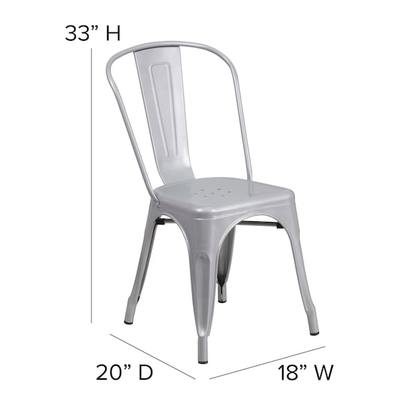 Flash Furniture Contemporary Chair, 18 in W 20" L 33" H - CH-31230-SIL-GG