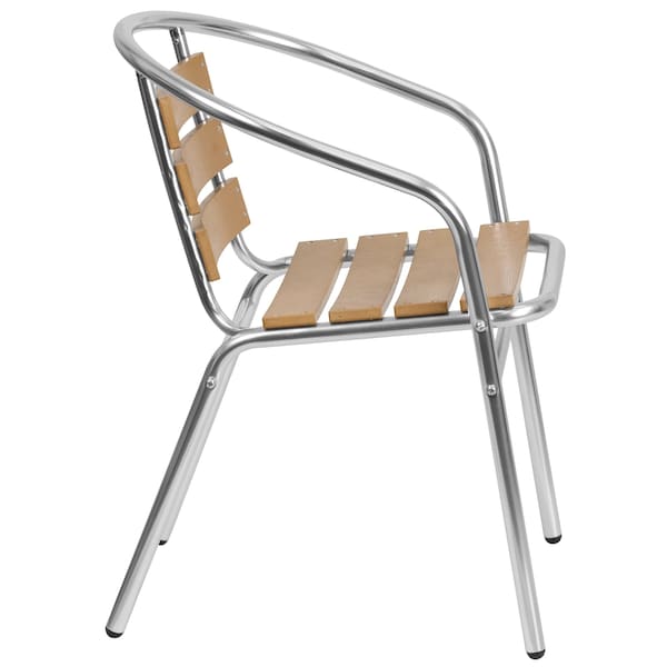 Flash Furniture Contemporary Restaurant Stack Chair, Aluminum Seat, Brown Back, 21.75 W 22" L 29 H, Integrated - TLH-017W-GG