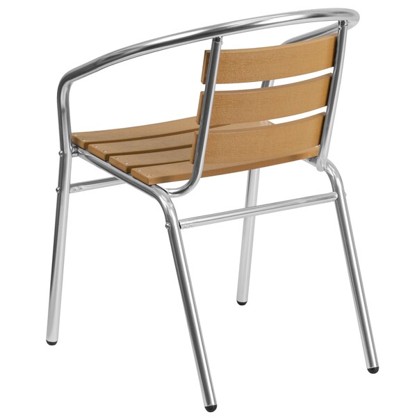 Flash Furniture Contemporary Restaurant Stack Chair, Aluminum Seat, Brown Back, 21.75 W 22" L 29 H, Integrated - TLH-017W-GG