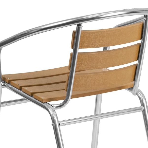 Flash Furniture Contemporary Restaurant Stack Chair, Aluminum Seat, Brown Back, 21.75 W 22" L 29 H, Integrated - TLH-017W-GG
