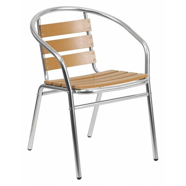 Flash Furniture Contemporary Restaurant Stack Chair, Aluminum Seat, Brown Back, 21.75 W 22" L 29 H, Integrated - TLH-017W-GG